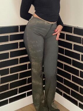 bebe Olive Green High-Waist Skinny Pants